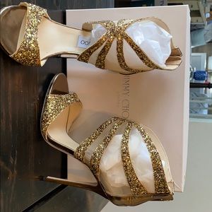 Jimmy Choo Leila Gold Glitter/Mirror